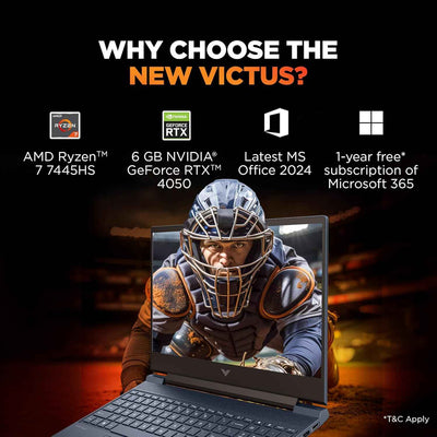 HP Victus Gaming Laptop | Ryzen 7 7445HS | RTX 4050 6GB | 16GB DDR5 RAM | 512GB SSD | 15.6" FHD 144Hz | Windows 11 | Office 2024 | Blue - fb3130AX