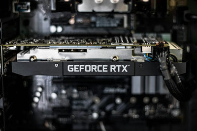 Close-up of an Nvidia GeForce RTX graphics card, the GPU class behind Nvidias new DLSS 5 feature