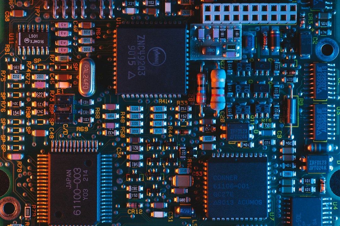 Close-up of a blue circuit board, representing an SSD storage controller