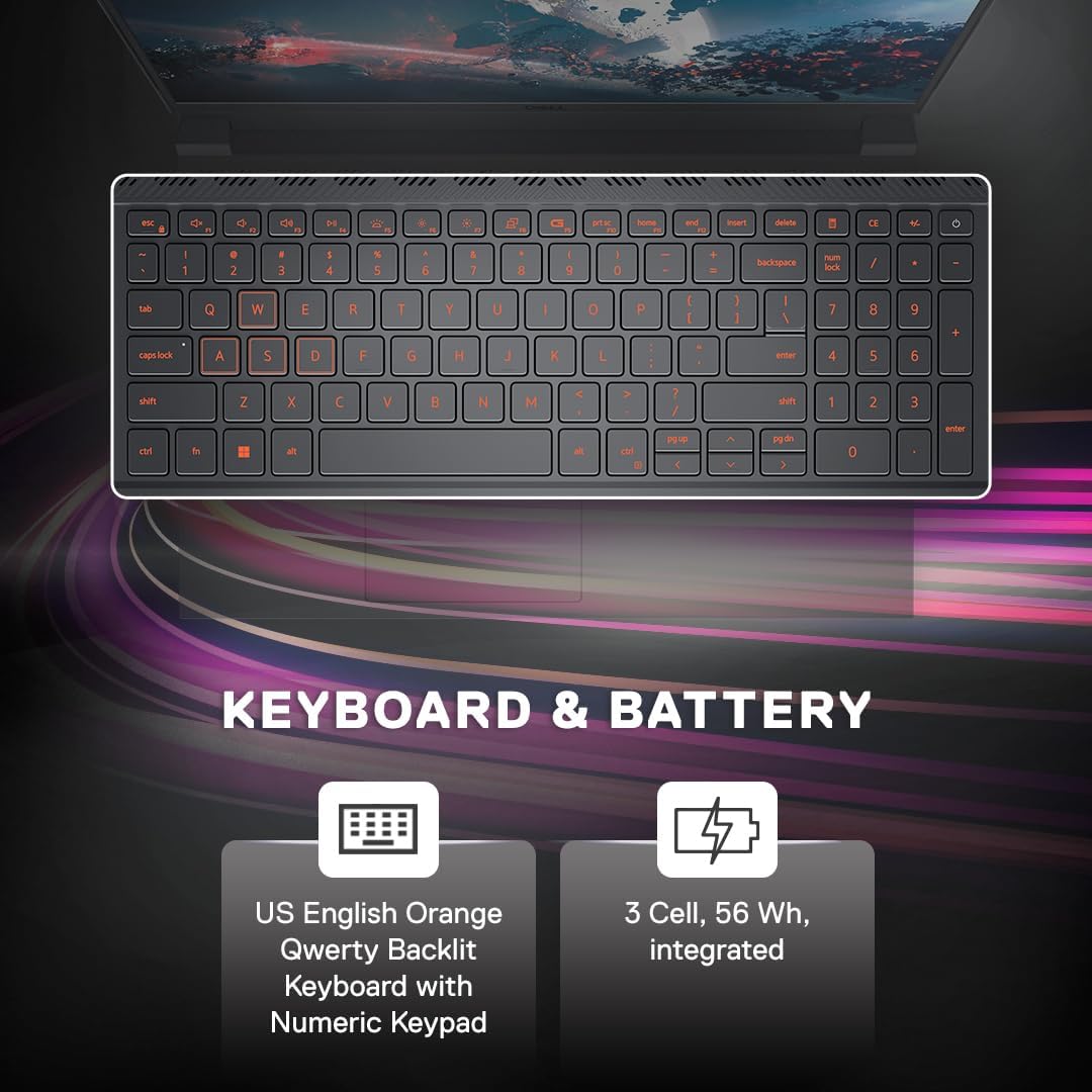 Dell SmartChoice G15 Gaming Laptop | 13th Gen Intel Core i5-13450HX | RTX 3050 6GB | 16GB RAM | 1TB SSD | 15.6" FHD Display | Orange Backlit Keyboard | Win 11 | Office Home 2024