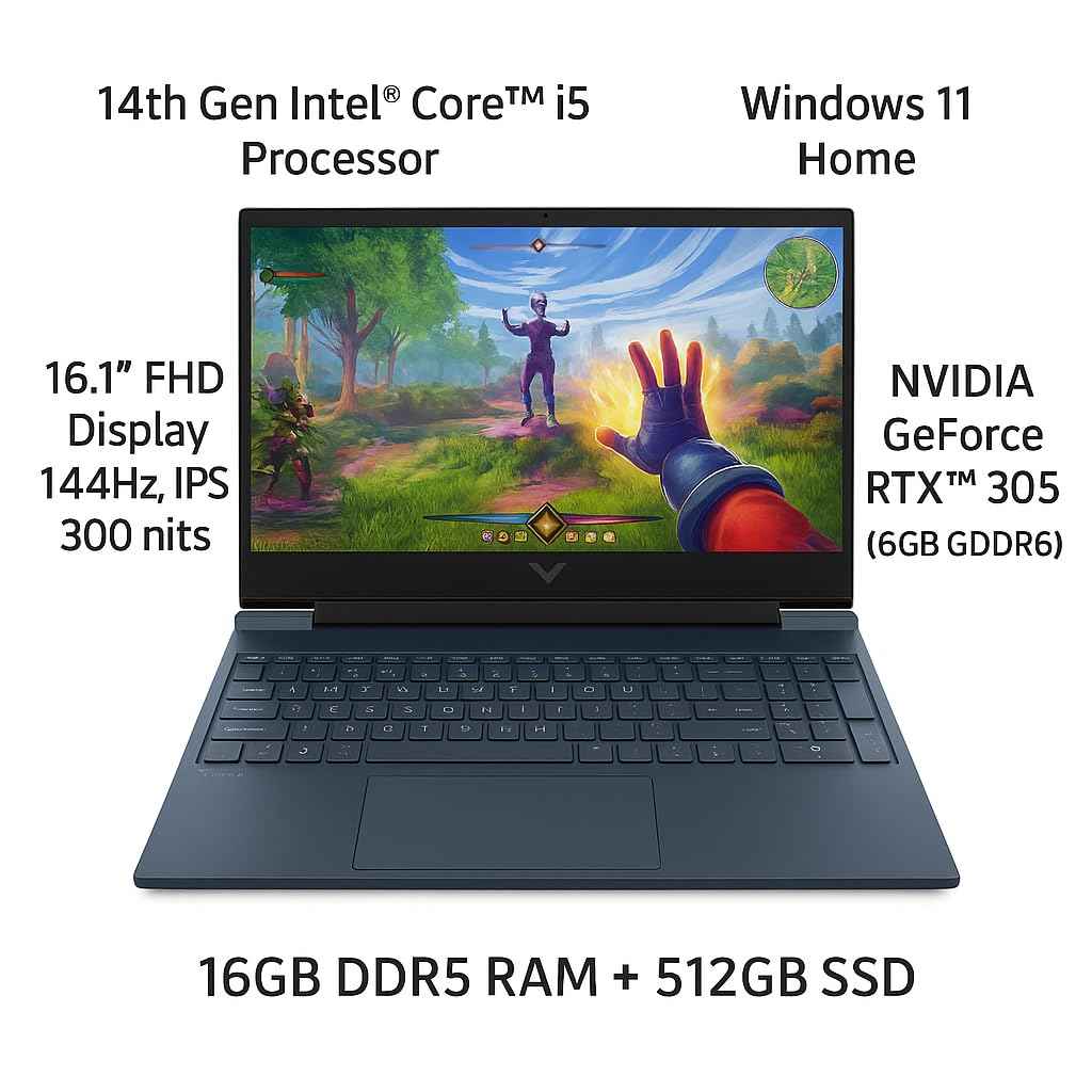 HP Victus 16-r1703TX Gaming Laptop | 14th Gen Intel i5-14450HX, RTX 3050 6GB, 16.1" 144Hz FHD