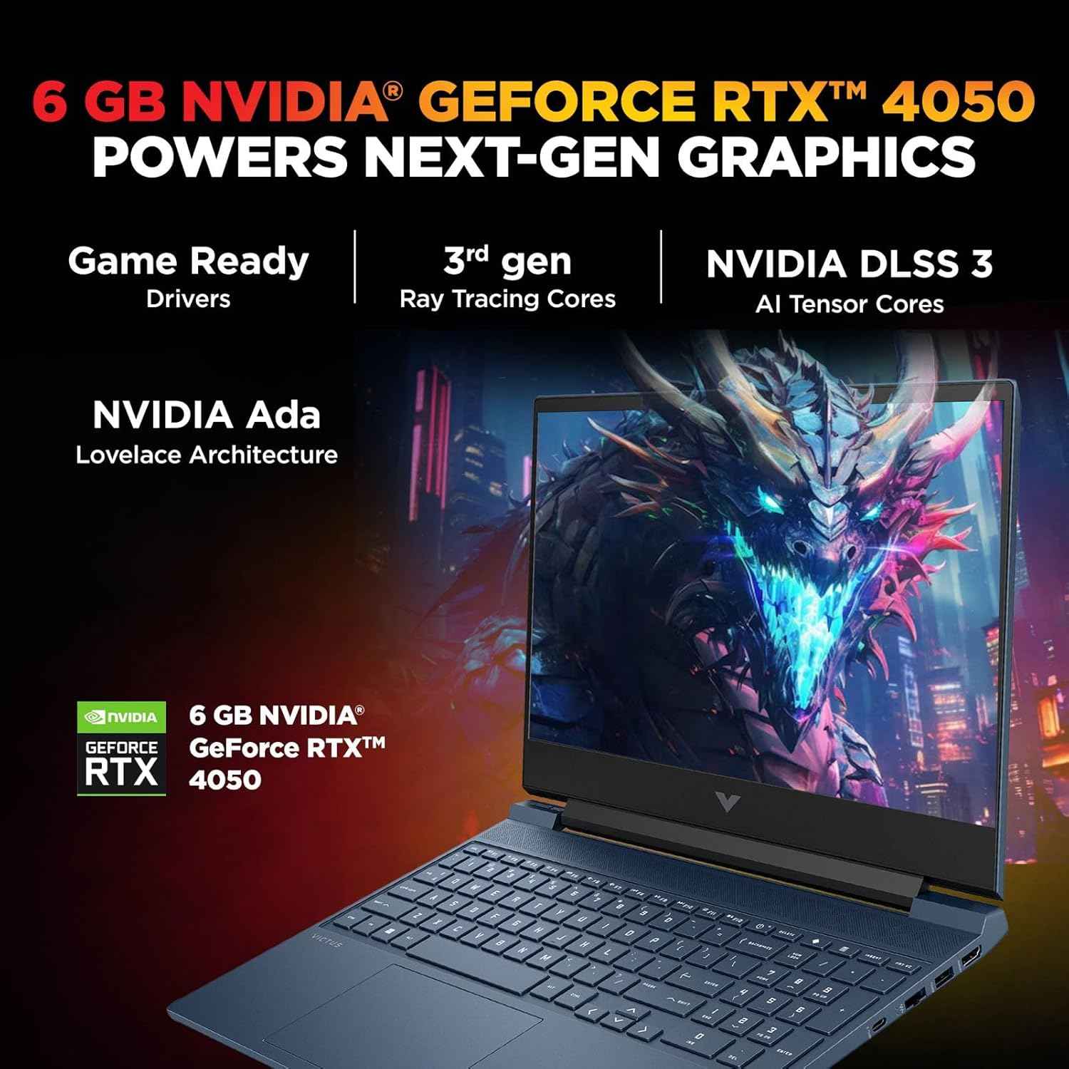 HP Victus Gaming Laptop | Ryzen 7 7445HS | RTX 4050 6GB | 16GB DDR5 RAM | 512GB SSD | 15.6" FHD 144Hz | Windows 11 | Office 2024 | Blue - fb3130AX
