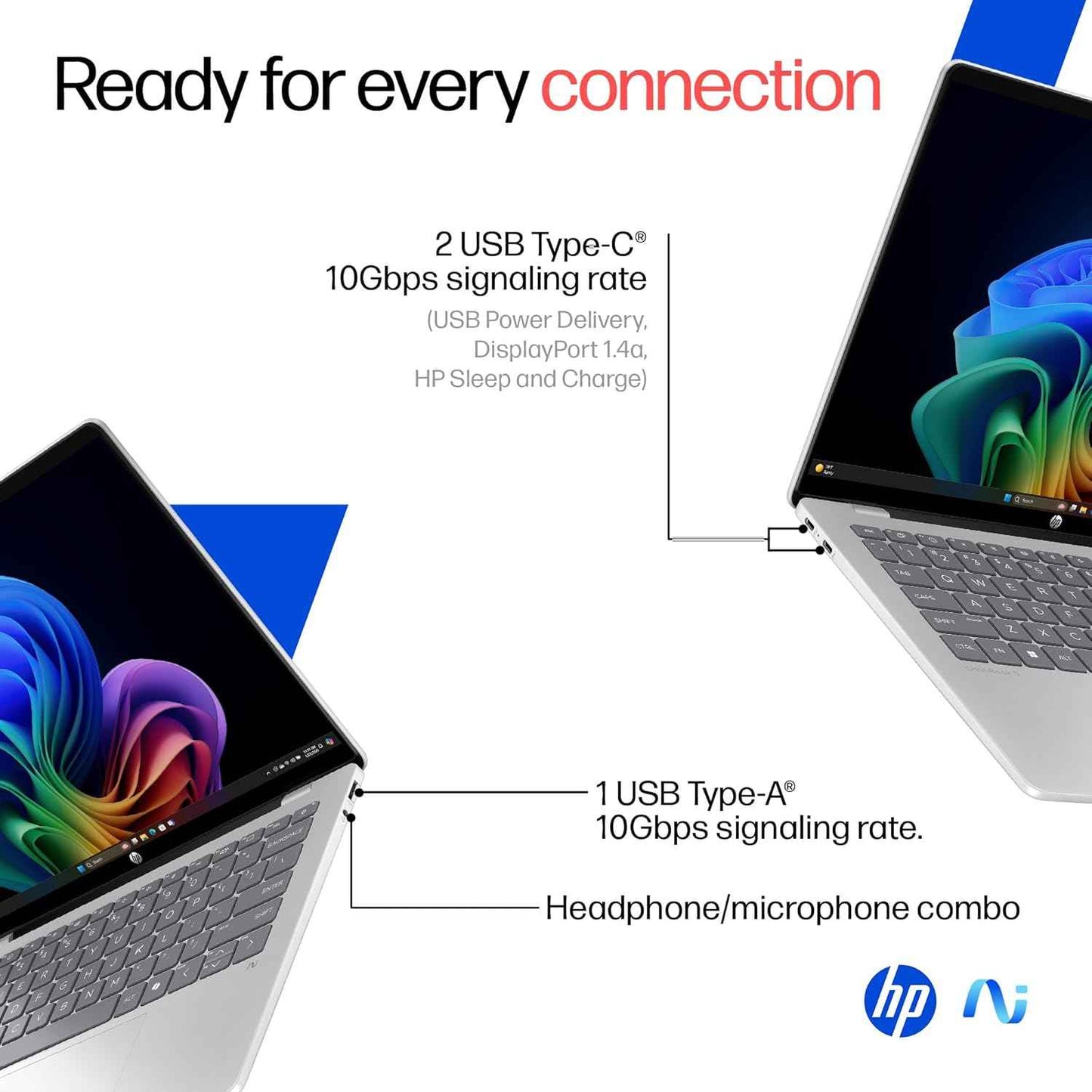 HP OmniBook 5 OLED Laptop Snapdragon X | 16GB RAM | 1TB SSD | 14" 2K OLED Display | Windows 11 | Ultra-Light AI Laptop | Silver - he0015QU