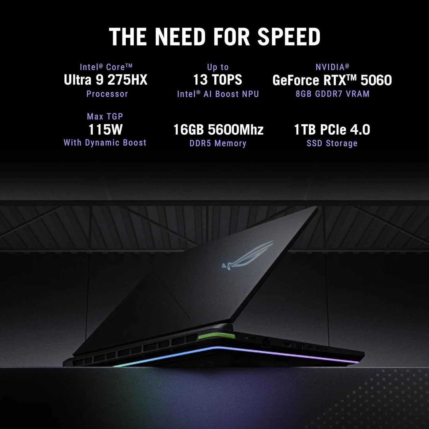 ASUS ROG Strix G16 Gaming Laptop | Intel Core Ultra 9 275HX | RTX 5060 8GB 115W | 16GB RAM | 1TB SSD | 16" 2.5K 240Hz | Windows 11 | Eclipse Gray - G615LM-S5128WS