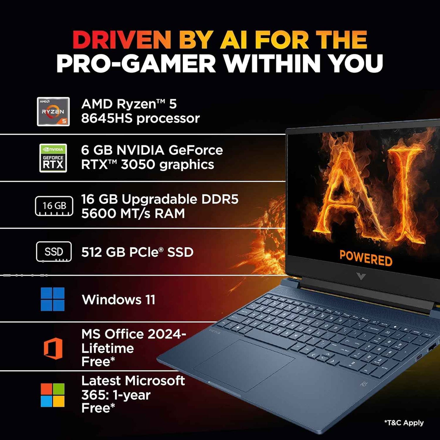 HP Smartchoice Victus fb3009AX Gaming Laptop | AMD Ryzen 5 8645HS, RTX 3050 6GB, 144Hz