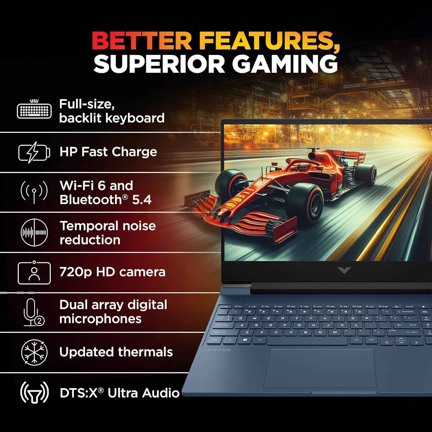 HP Victus Gaming Laptop | Ryzen 7 7445HS | RTX 4050 6GB | 16GB DDR5 RAM | 512GB SSD | 15.6" FHD 144Hz | Windows 11 | Office 2024 | Blue - fb3130AX