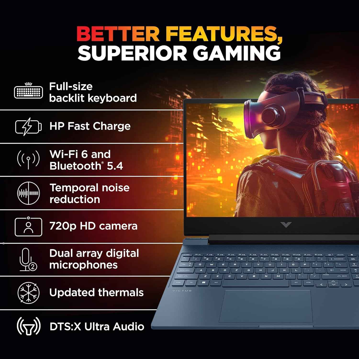 HP Victus Gaming Laptop | Ryzen 9 8945HS | RTX 4060 8GB | 16GB RAM | 1TB SSD | 15.6" FHD 144Hz | Windows 11 | Office 2024 | Blue - fb3025AX