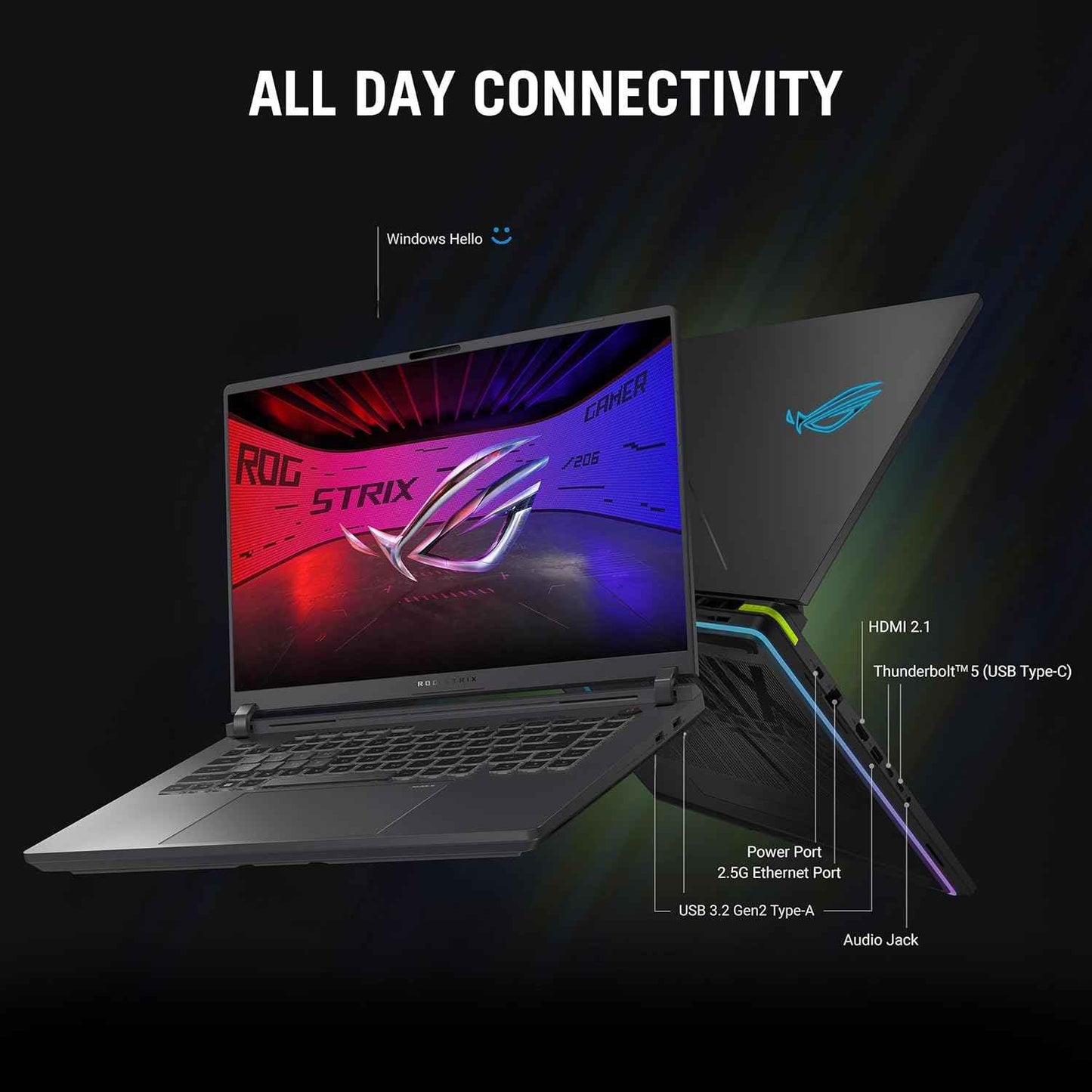 ASUS ROG Strix G16 Gaming Laptop | Intel Core Ultra 9 275HX | RTX 5060 8GB 115W | 16GB RAM | 1TB SSD | 16" 2.5K 240Hz | Windows 11 | Eclipse Gray - G615LM-S5128WS