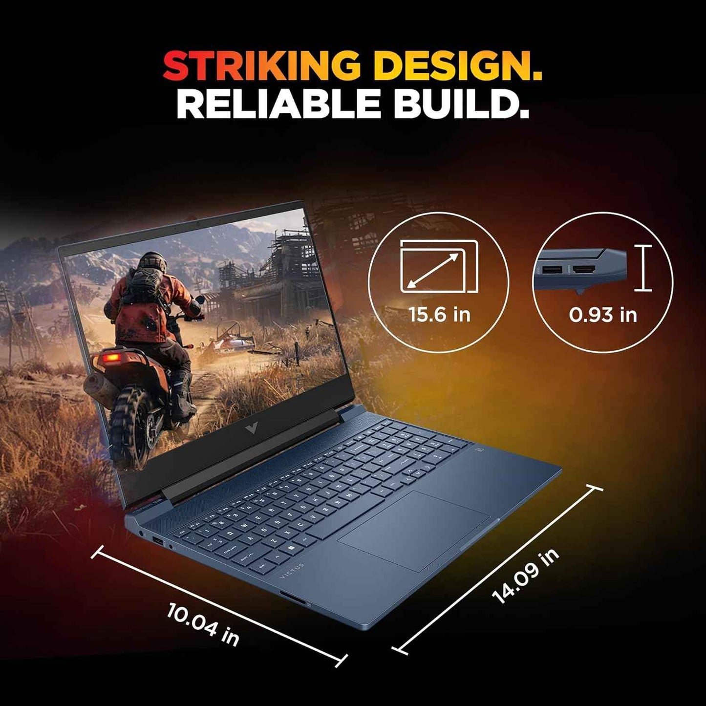 HP Victus Gaming Laptop | Ryzen 7 7445HS | RTX 4050 6GB | 16GB DDR5 RAM | 512GB SSD | 15.6" FHD 144Hz | Windows 11 | Office 2024 | Blue - fb3130AX