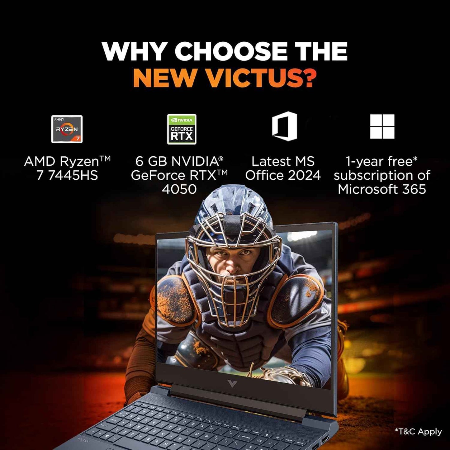 HP Victus Gaming Laptop | Ryzen 7 7445HS | RTX 4050 6GB | 16GB DDR5 RAM | 512GB SSD | 15.6" FHD 144Hz | Windows 11 | Office 2024 | Blue - fb3130AX
