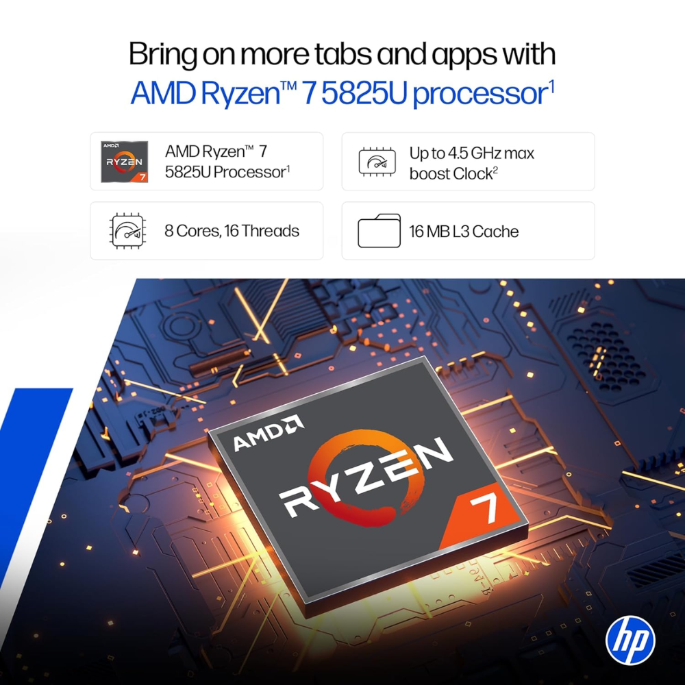 Unboxed HP 15 Ryzen 7 laptop with 16GB RAM, 512GB SSD, 15.6" FHD anti-glare display, backlit keyboard in natural silver.