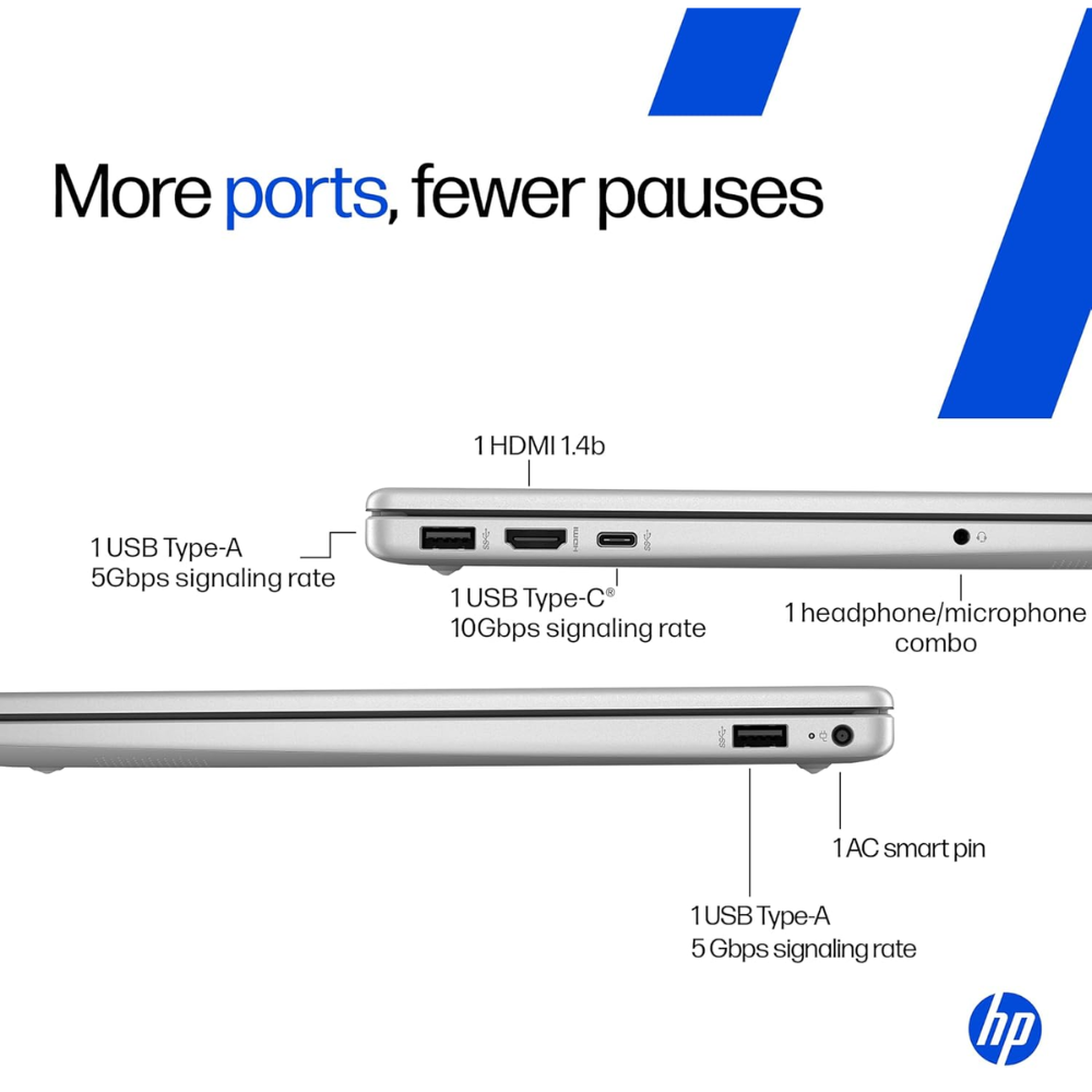 Unboxed HP 15 Ryzen 7 laptop with 16GB RAM, 512GB SSD, 15.6" FHD display, backlit keyboard in natural silver.
