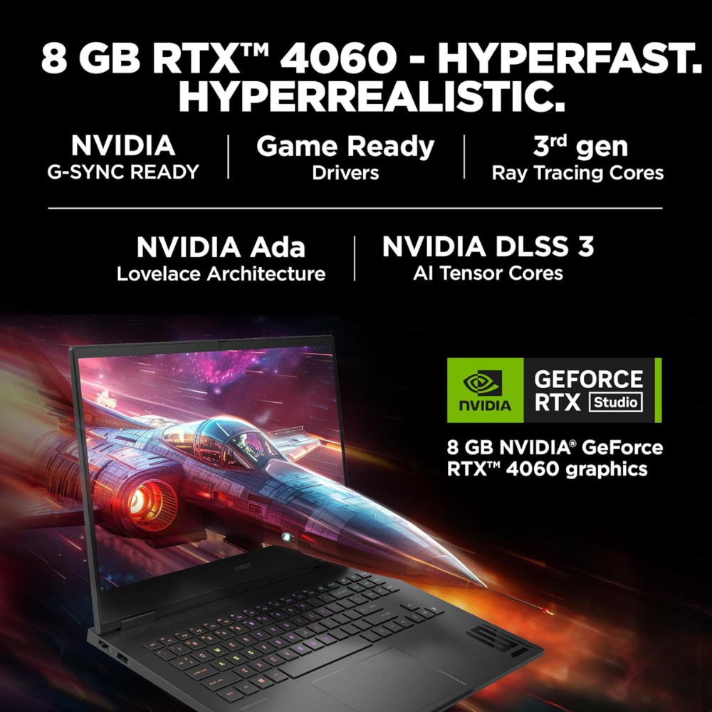 HP OMEN 16 Gaming Laptop | AMD Ryzen 7 7840HS | RTX 4060 8GB | 16GB DDR5 RAM | 1TB SSD | 16.1" FHD 165Hz IPS 300 Nits | RGB Key | Win 11 | Office 2021 | XD0020AX - Get Like New
