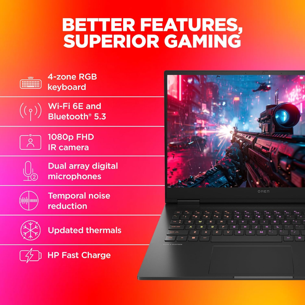 HP OMEN 16 Gaming Laptop | AMD Ryzen 7 7840HS | RTX 4060 8GB | 16GB DDR5 RAM | 1TB SSD | 16.1" FHD 165Hz IPS 300 Nits | RGB Key | Win 11 | Office 2021 | XD0020AX - Get Like New