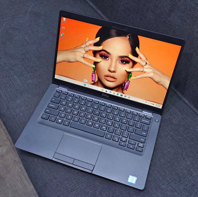 Dell Latitude 5400 refurbished business laptop with Intel Core i5, 8GB RAM, and 256GB SSD, shown on a desk.