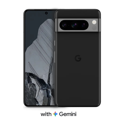 Google Pixel 8 Pro mobile phone with 6.7-inch QHD+ OLED display, triple camera, 12GB RAM, 256GB storage, in Obsidian color