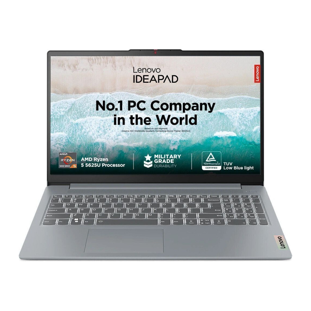 Unboxed Lenovo IdeaPad Slim 3 laptop with AMD Ryzen 5, 16GB RAM, 512GB SSD, 15.6" FHD display, Arctic Grey color.