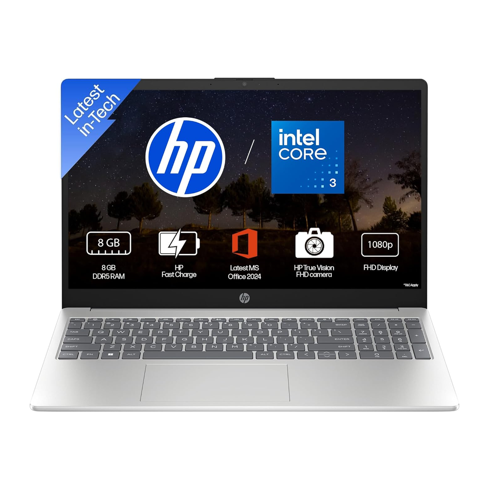 Unboxed HP 15 Thin and Light Laptop in silver with 15.6-inch FHD anti-glare display, Intel Core 3, 8GB RAM, 512GB SSD, Windows 11.