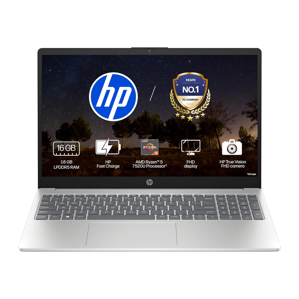 Unboxed HP 15 Thin and Light Laptop with AMD Ryzen 5, 8GB RAM, 512GB SSD, 15.6" FHD display, in natural silver, from Get Like New.