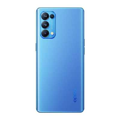 OPPO Reno5 Pro 5G smartphone with 6.55-inch FHD+ Super AMOLED display, quad camera, Astral Blue color, and 12GB RAM.