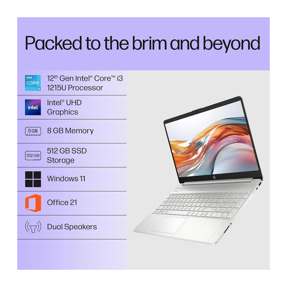 Unboxed HP 15s Thin and Light Laptop with 15.6-inch FHD screen, Intel Core i3, 8GB RAM, 512GB SSD, Windows 11 from Get Like New