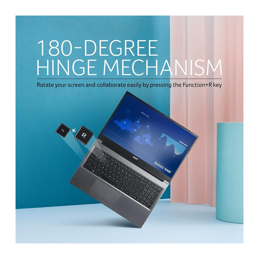 Unboxed Acer Aspire Lite laptop in steel grey with 15.6-inch FHD display, 13th Gen Intel Core i3, 16GB RAM, 512GB SSD, metal body