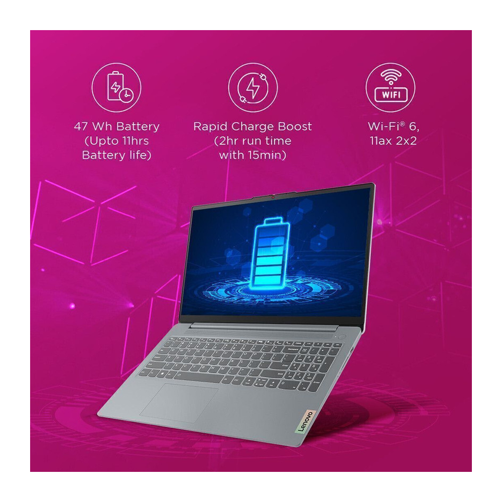Unboxed Lenovo IdeaPad Slim 3 laptop in Arctic Grey with AMD Ryzen 5, 16GB RAM, 512GB SSD, 15.6" FHD display, Windows 11.