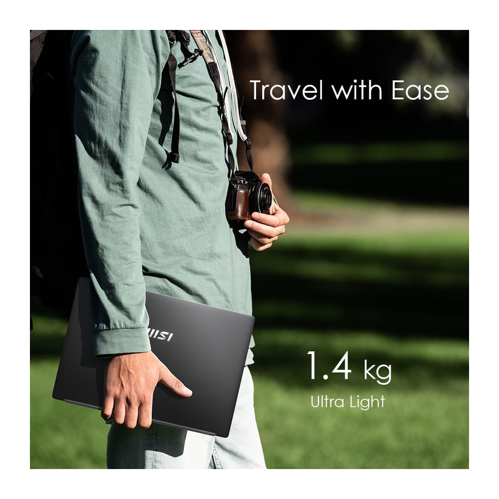 Unboxed MSI Modern 14 business laptop with 13th Gen Intel Core i3, 8GB RAM, 512GB SSD, 14-inch FHD display in classic black