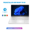 Unboxed HP 14 Thin and Light Laptop in natural silver, showing the 14-inch FHD display, keyboard, and slim design.