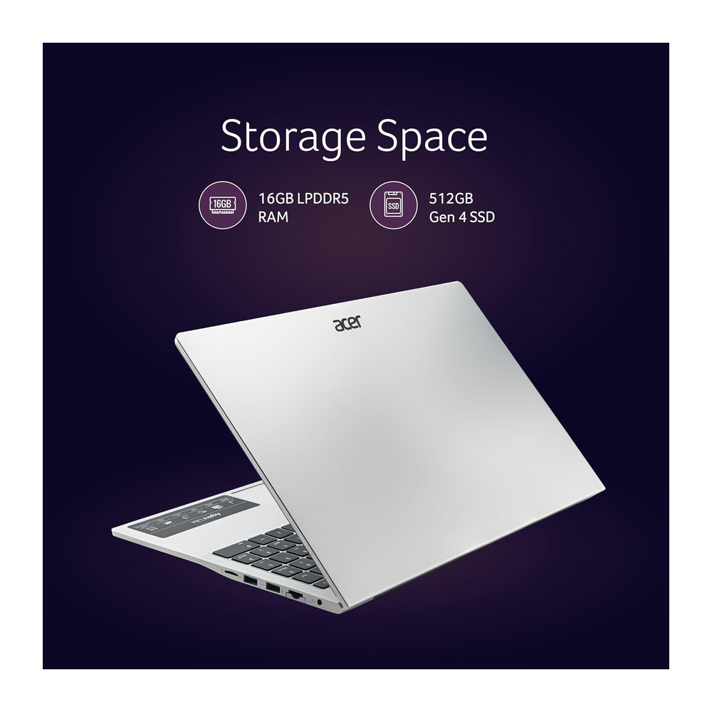 Unboxed Acer Aspire Lite laptop with 15.6-inch FHD display, Intel Core i5, 16GB RAM, SSD, backlit keyboard, metal body.