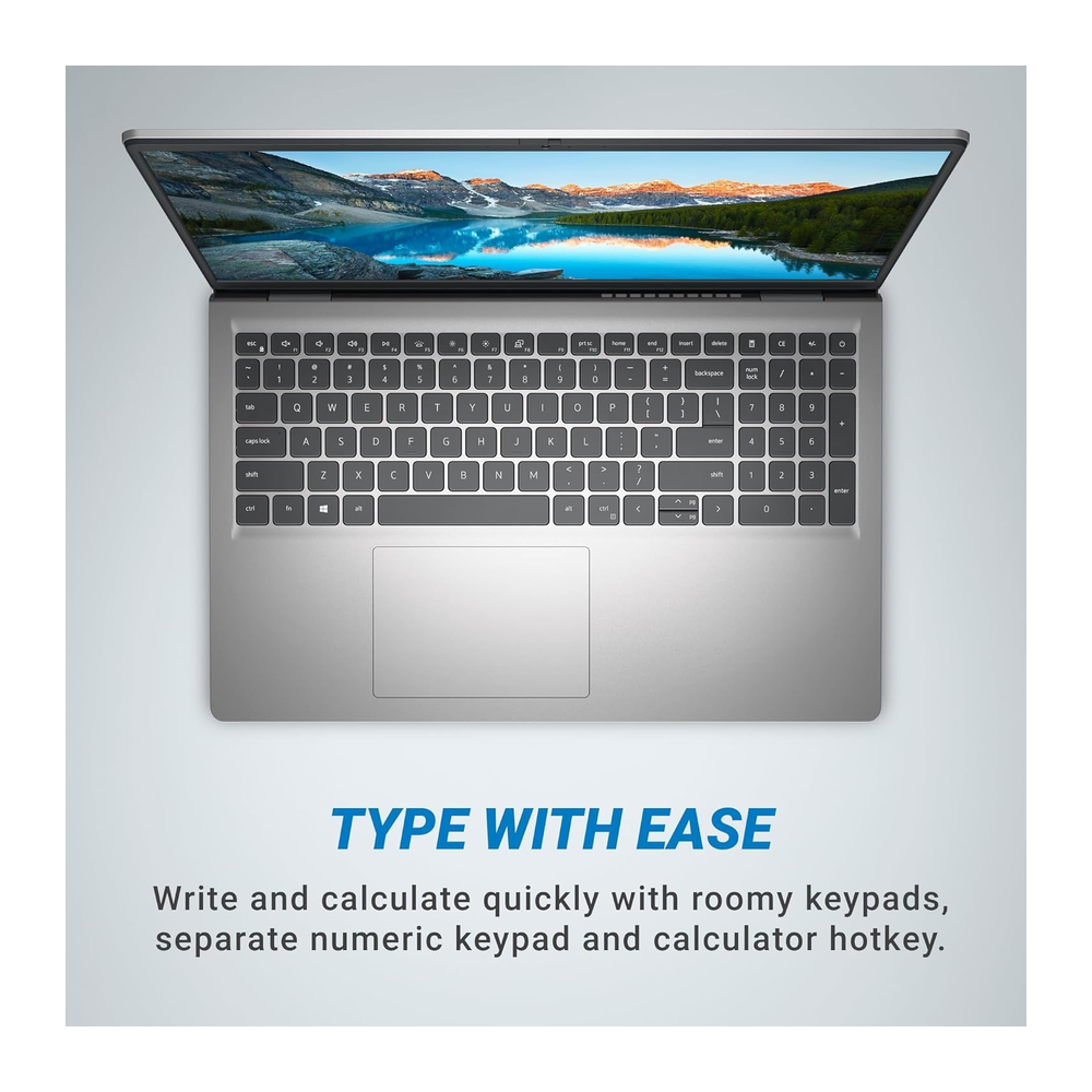 Unboxed Dell 15-inch laptop with AMD Ryzen 5, 16GB RAM, 512GB SSD, platinum silver finish, FHD display, Windows 11, Office 2024.