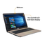 Unboxed ASUS VivoBook 15 laptop with black finish, 15.6" HD screen, AMD APU dual-core, 4GB RAM, 500GB HDD, running Windows 11.