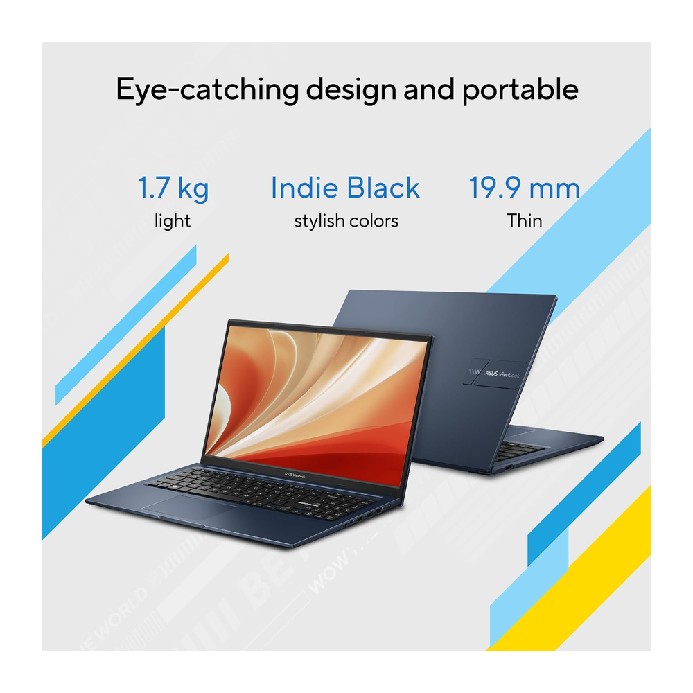 Unboxed ASUS Vivobook 15 laptop with 15.6" FHD display, Intel Core i3, 8GB RAM, 512GB SSD, backlit keyboard, Windows 11.