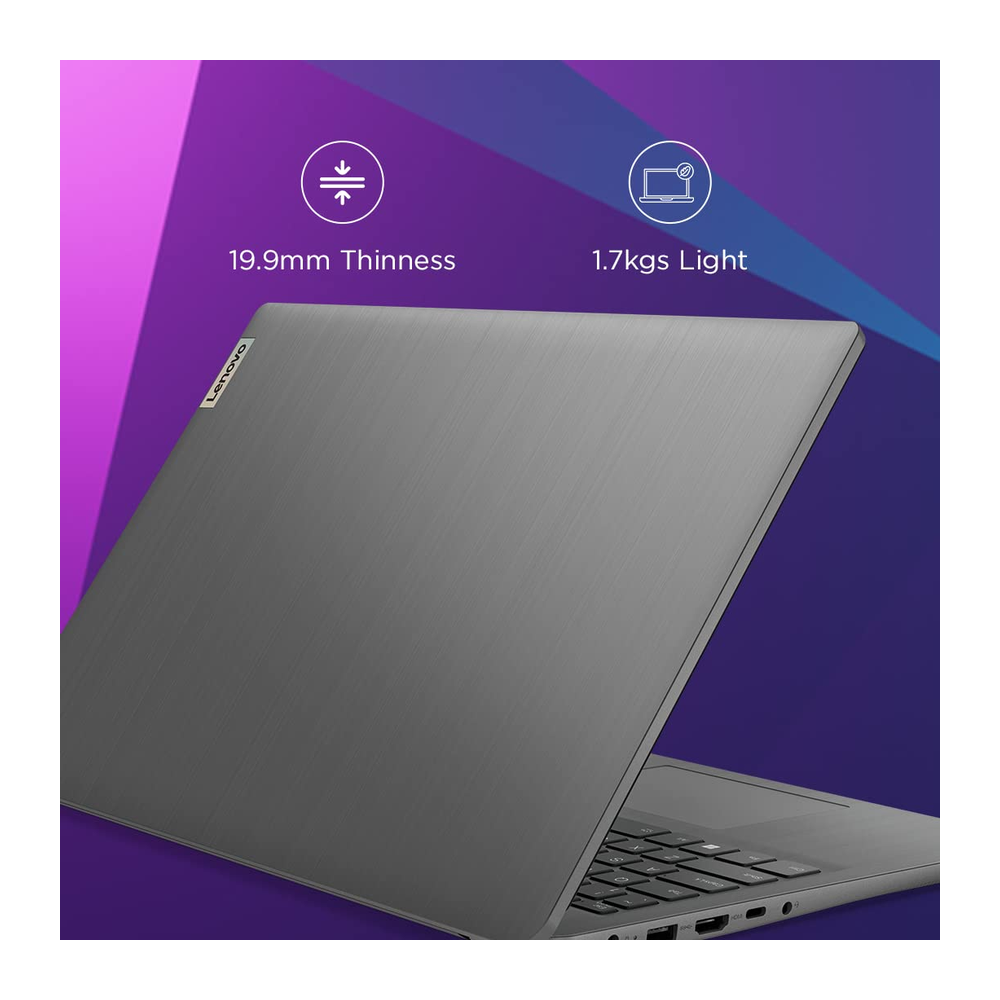 Unboxed Lenovo IdeaPad Slim 3 laptop in Arctic Grey with 15.6-inch FHD display, 12th Gen Intel Core i3, 8GB RAM, 512GB SSD.