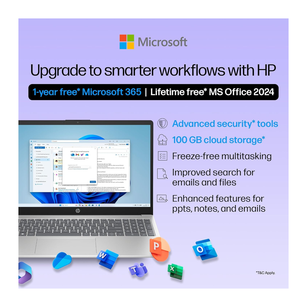 Get Like New HP 15 Thin and Light Laptop with 15.6" FHD anti-glare display, Intel Core i3, 512GB SSD, in silver color.