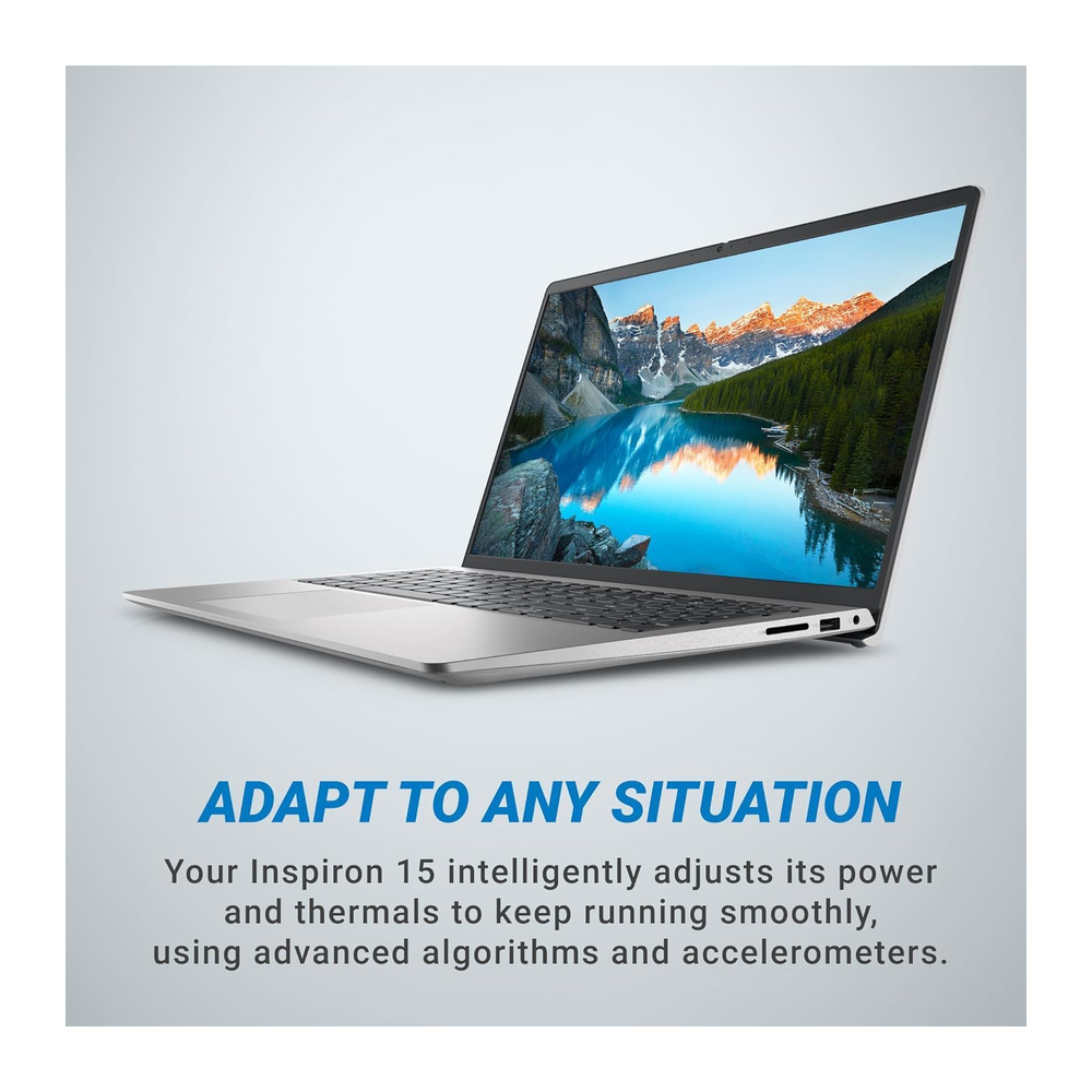 Unboxed Dell 15 laptop with AMD Ryzen 5, 16GB RAM, 512GB SSD, platinum silver finish, 15.6-inch FHD display, Windows 11.
