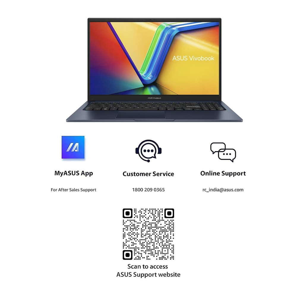 Unboxed ASUS Vivobook 15 laptop with 13th Gen Intel Core i3, 15.6" FHD display, 512GB SSD, Windows 11, and Office Home 2024.