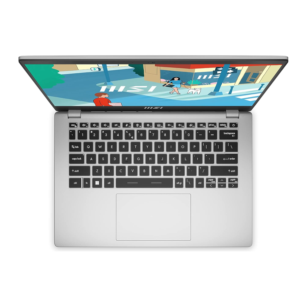 Unboxed MSI Modern 14 laptop in Urban Silver with 14-inch FHD display, Intel Core i3, 8GB RAM, 512GB SSD, Wi-Fi 6, Windows 11
