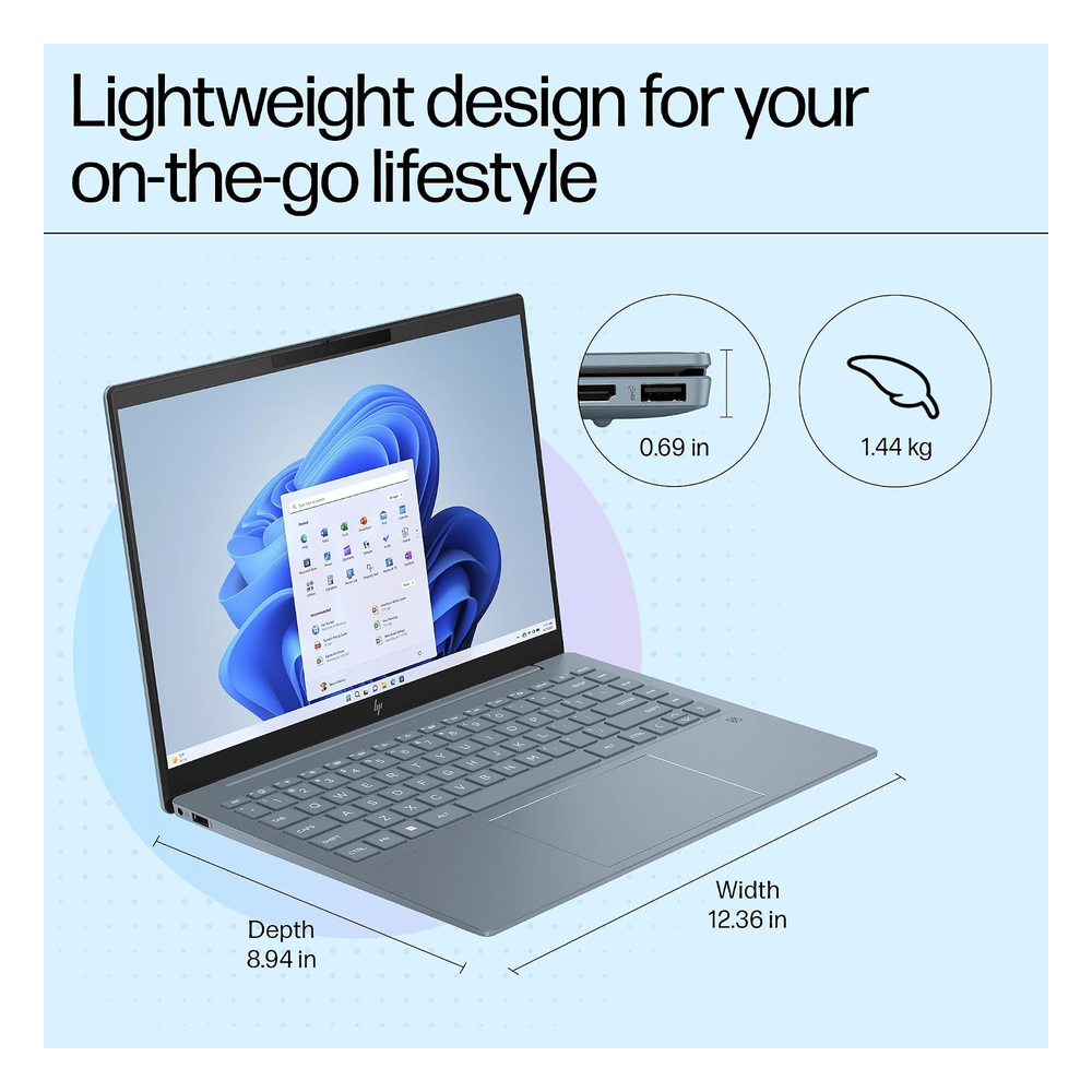 HP Pavilion Plus AI Laptop | Intel Core Ultra 5 125H | Intel Arc Graphics | 16GB LPDDR5x RAM | 512GB SSD | 14" WQXGA 120Hz IPS 300 Nits | 5MP IR Camera | Win 11 | Office 2021 | 14-ew1082TU