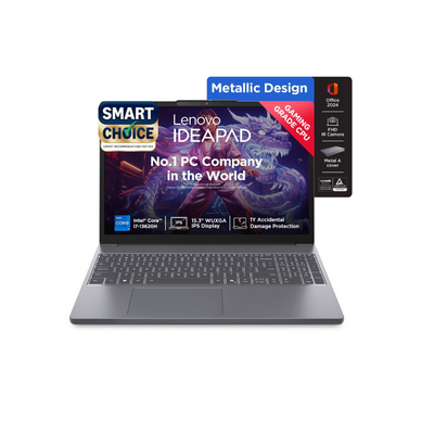 Lenovo Smartchoice IdeaPad Slim 3 Laptop | 13th Gen Intel Core i7-13620H | 16GB RAM | 512GB SSD | 15.3" WUXGA IPS Display | Windows 11 | Office 2024 | Backlit Keyboard | Metal Top Cover | 83K100CJIN/S1IN - Get Like New