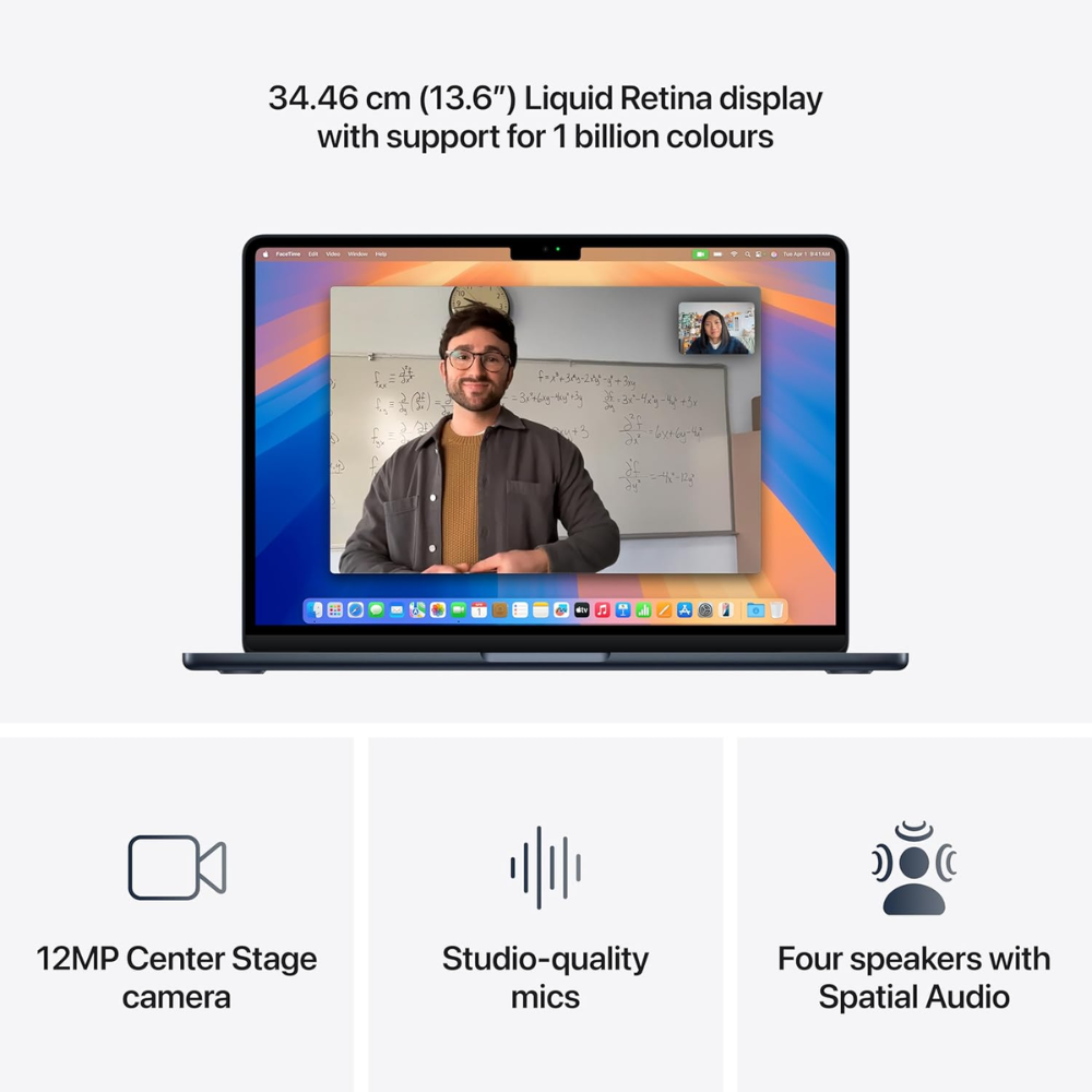 Apple MacBook Air M4 Laptop (13.6-inch) | 16GB RAM | 256GB SSD | macOS Sequoia | Liquid Retina Display | Midnight | MW123HN/A - Get Like New