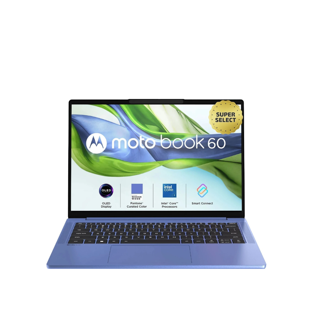 Unboxed Motorola Motobook 60 14IRH10R laptop with 14-inch OLED display, Intel Core 7, 16GB RAM, 1TB SSD, Windows 11, thin and light design