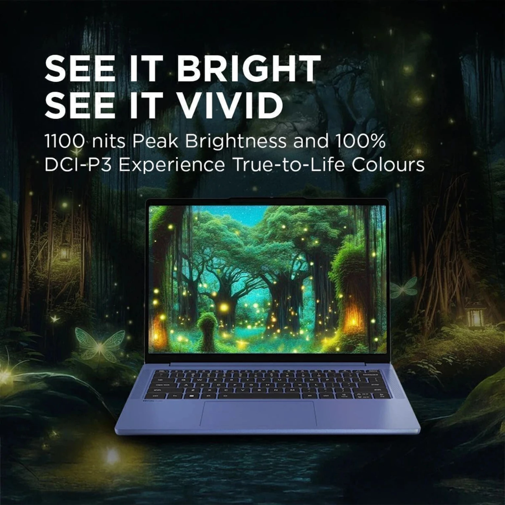 Unboxed Motorola Motobook 60 14IRH10R laptop with 14-inch OLED display, Intel Core 7, 16GB RAM, 1TB SSD, Windows 11, thin and light design.
