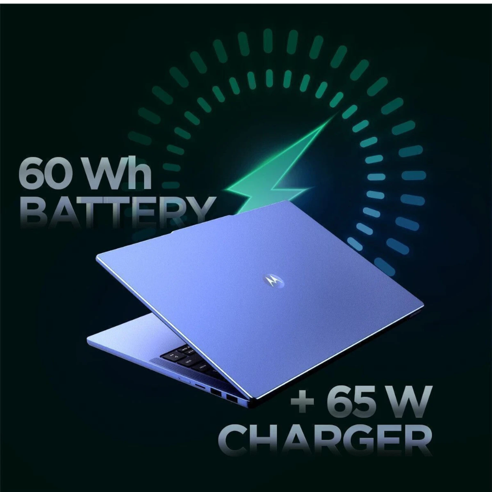 Unboxed Motorola Motobook 60 14IRH10R laptop with 14" OLED display, Intel Core 7, 16GB RAM, 1TB SSD, Windows 11, thin and light design