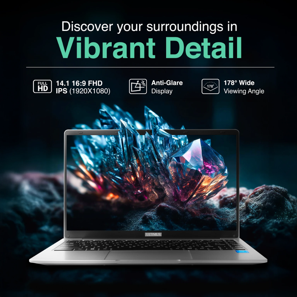 ULTIMUS APEX 14.1" FHD IPS Laptop | Intel Celeron Dual Core | 8GB LPDDR4 RAM | 512GB SSD (Expandable to 1TB) | Ultra Thin Bezel | 180° Hinge | Anti-Glare Display (NU14U9INC54LS-CS/NU15U2INC44VN-SG) - Get Like New
